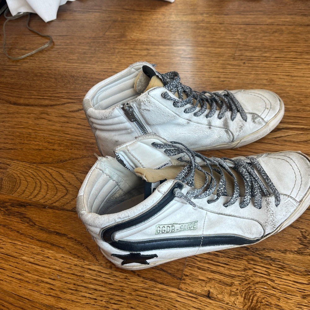 GOLDEN GOOSE high top black and white size 8